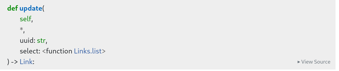 pdoc signature for Links.update